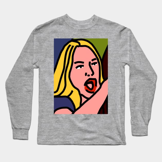 Woman Yelling Memes Detail Long Sleeve T-Shirt by ellenhenryart